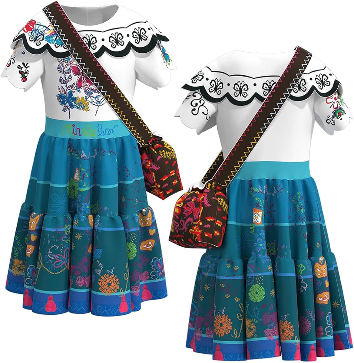 Miniatura 4 de Encanto Disfraz para niñas Maribel Encanto Disfraces con bolsa Isabela Fantástico vestido Mirabel Falda Trajes para Halloween