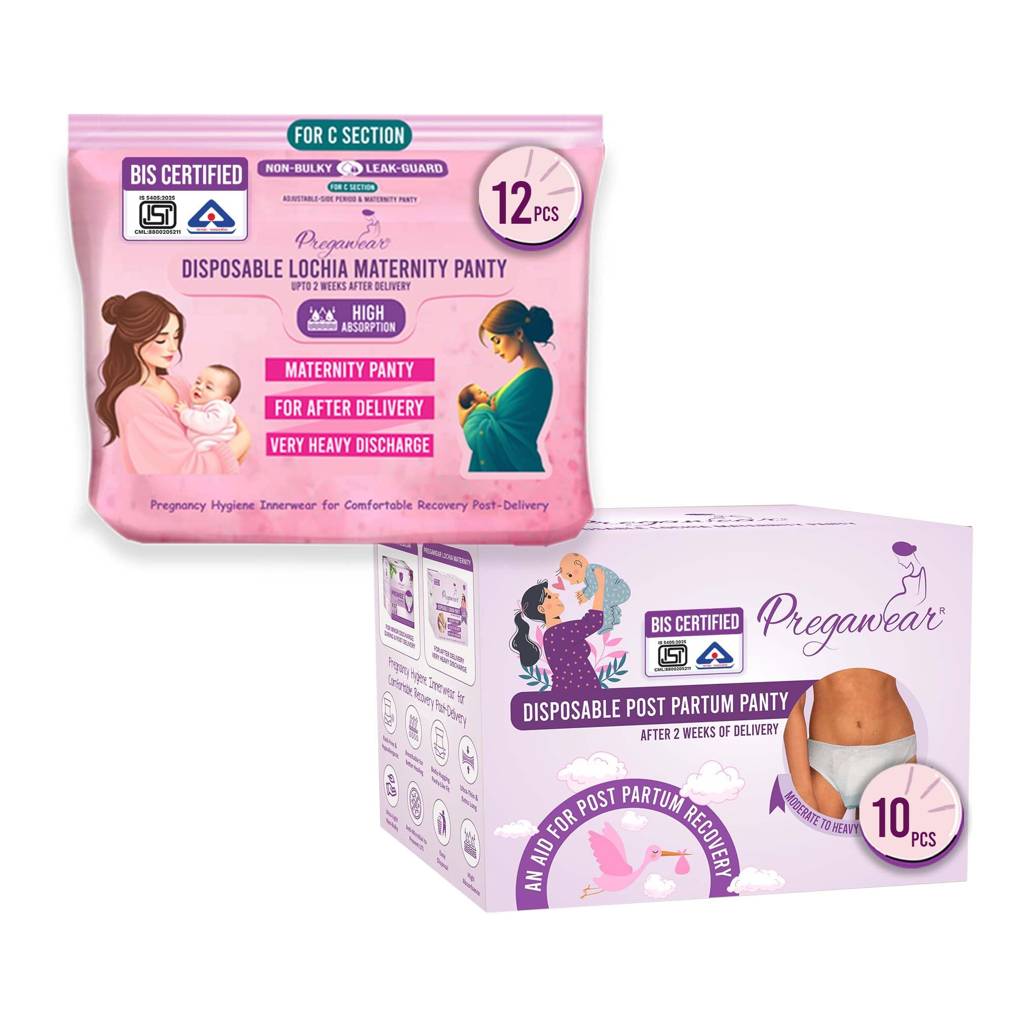 PROWEE|Pregawear C-Section Maternity Panty(15) & Disposable Postpartum Panty(10) Combo | Low Rise C Section Underwear with Ultra Thin, Leak-Proof, Antifungal Mid Waist After Delivery-image-30