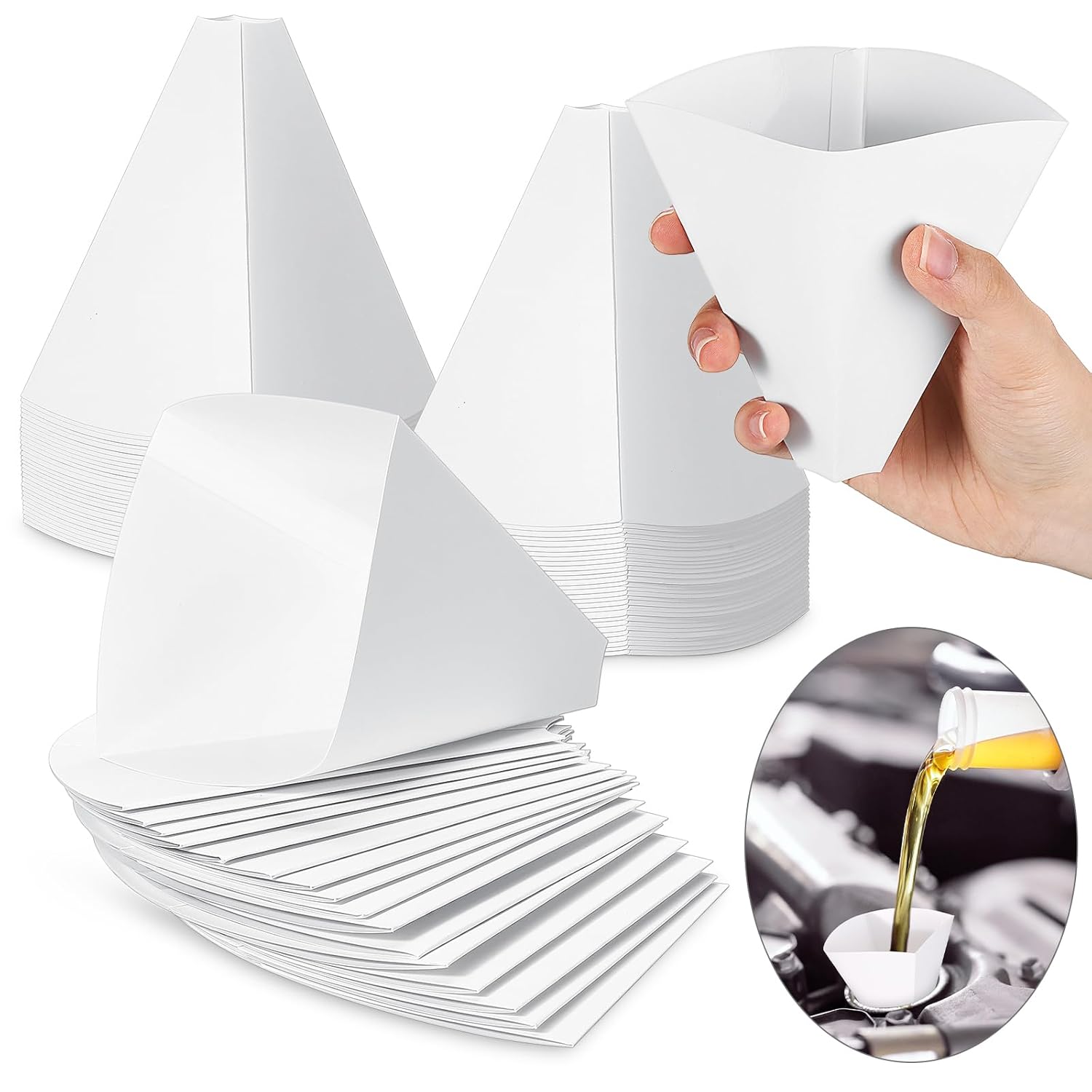 RimCereal 50 Pack 10oz Disposable Paper Oil Funnels - Collapsible Mess-Free Engine Oil Changers for Cars Trucks Motorcycles