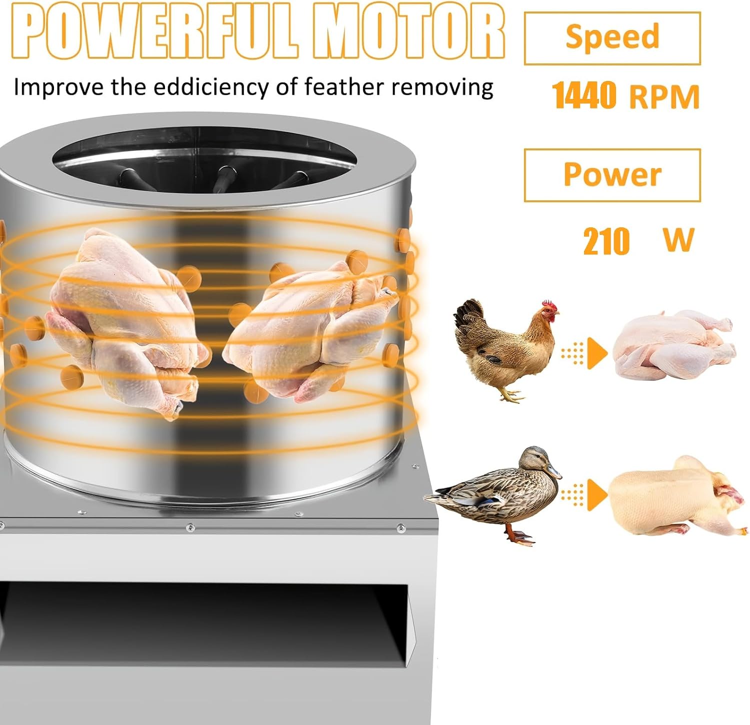 Stainless Steel Poultry Plucking Machine Chicken Feather Machine Quail Plucker Mini Electric (Only Small Birds Such)
