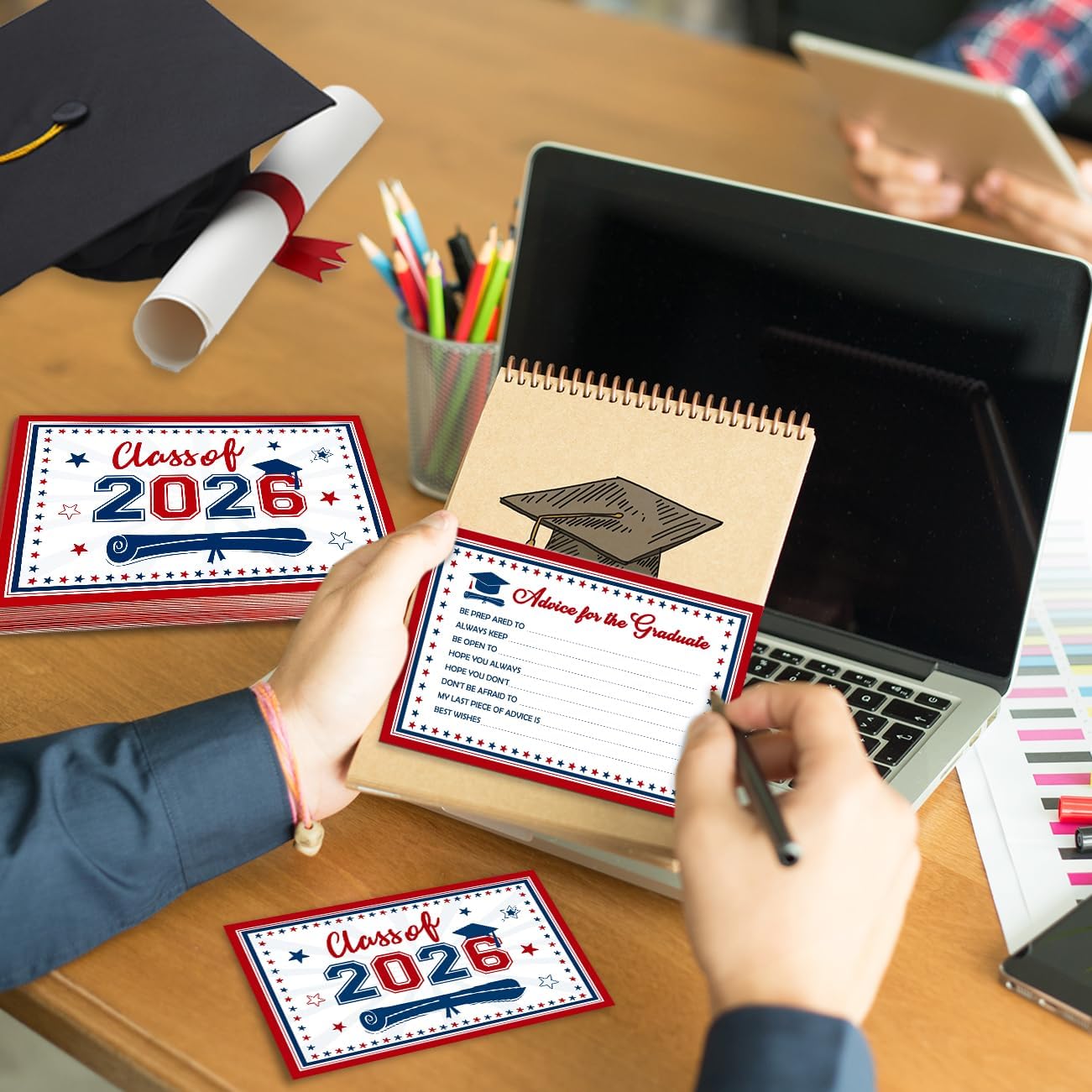 ssailue decor Graduation Party Decoration Class of 2026 Graduation Card Box Red and Blue Congrats Grad Box Holder for Card Fun Graduation Party Ideas