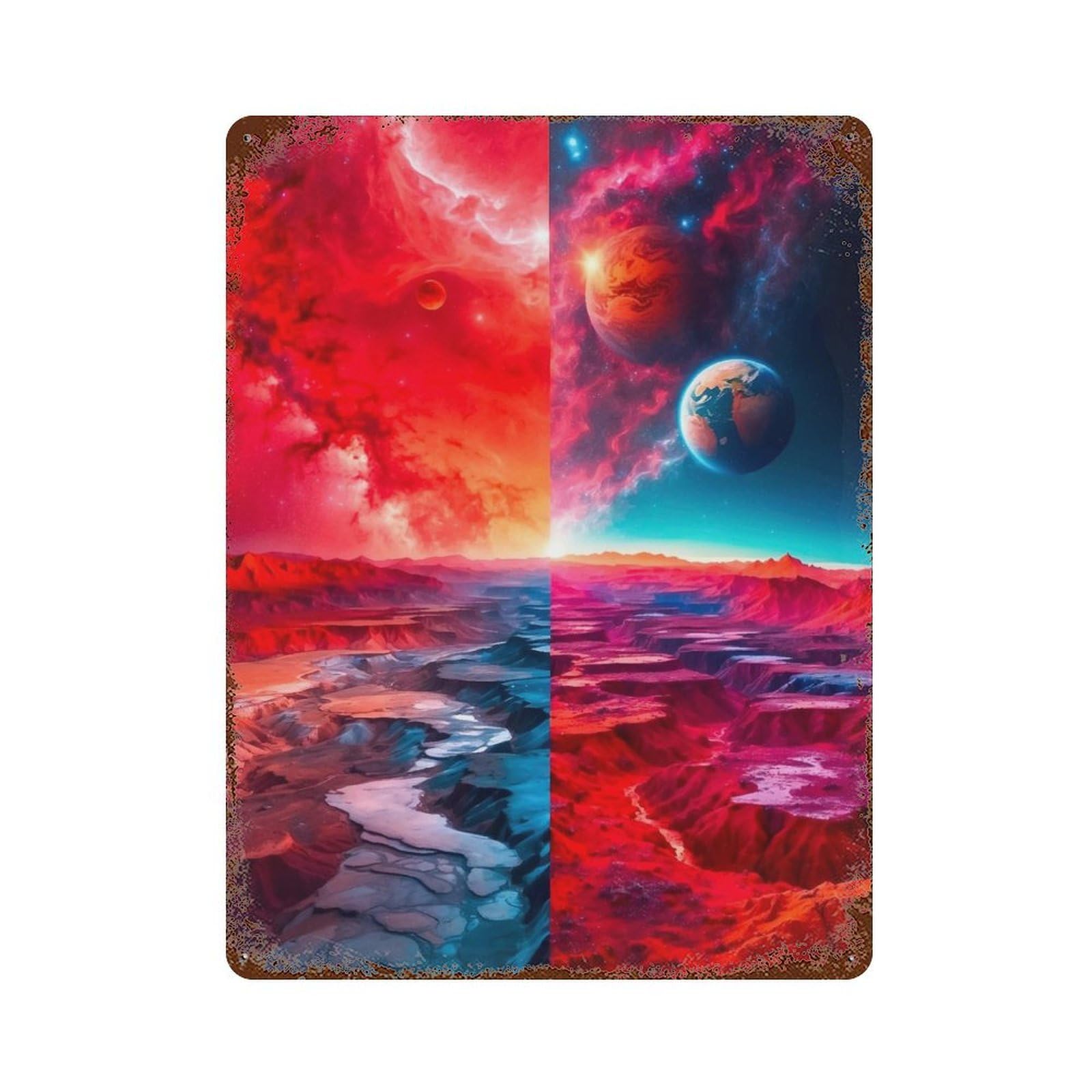 Parallel Universe 15.7"x11.8" Rustic Tin Plaque, Farmhouse Wall Decor for Basement, Hobby Room And Garage Decor