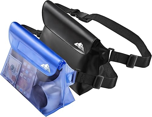 Miniatura 1 de HEETA Paquete de 2 bolsas impermeables con correa para la cintura, bolsa seca con pantalla transparente táctil con cinturón ajustable para teléfono