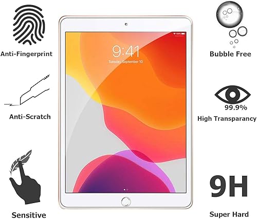 Miniatura 3 de Paquete de 2 Protector de pantalla de vidrio para iPad 20212020 de 10.2 pulgadas, Ultra HD, transparente, antiburbujas, antiarañazos, dureza 9H,