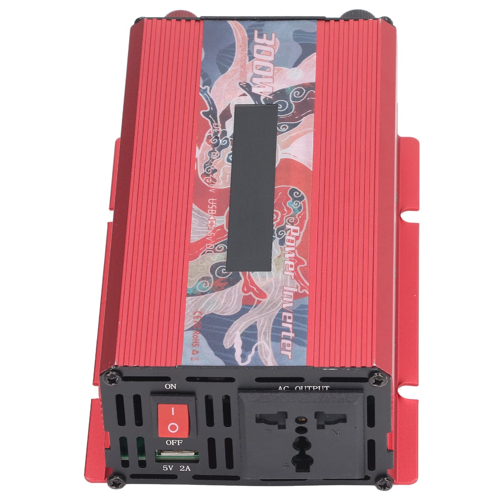 Samochodowy Przetwornica Napięcia 300 W Przetwornica Sinusoidalna ze Stopu Aluminium DC 12 V na AC 220 V z Wyświetlaczem LCD USB 2 A i Wentylatorem Chłodzącym do Podróży Samochodem Kemping