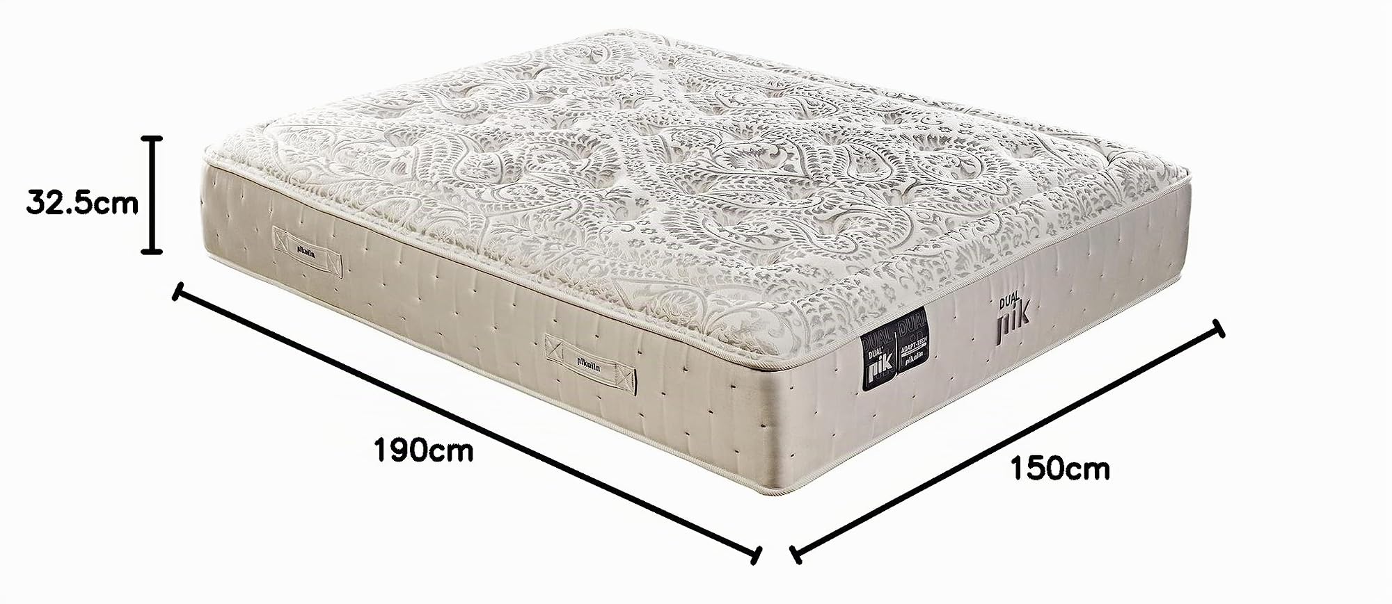 PIKOLIN Colchón DualPIK Medium | Tecnología de muelles ensacados Adapt Tech | Firmeza Modulable | 150x190