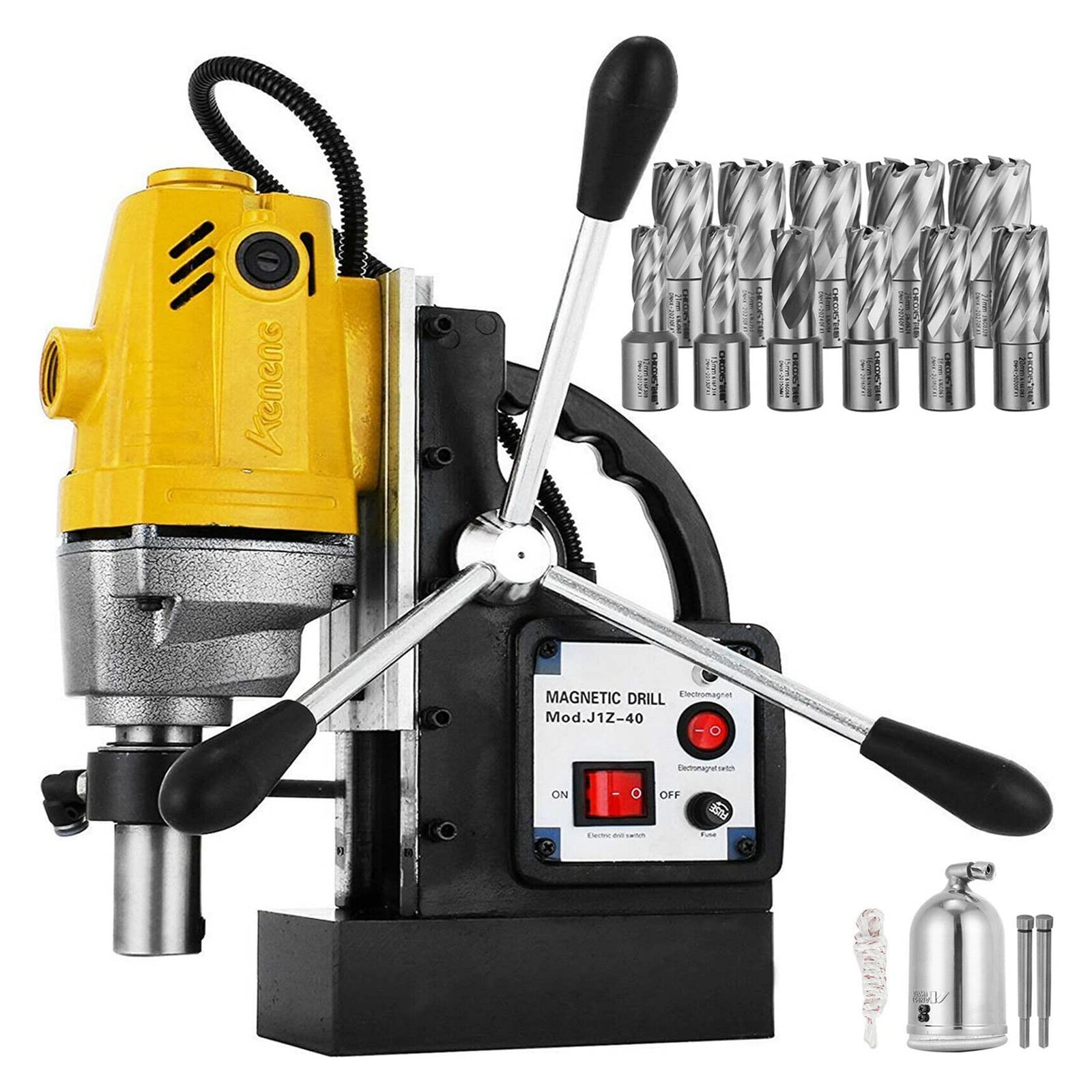 CVFRDD 1100W Magnetic Column Drill Rig 40mm Bore Diameter Steel Structure Engineering Drilling(MD40-11PCS)