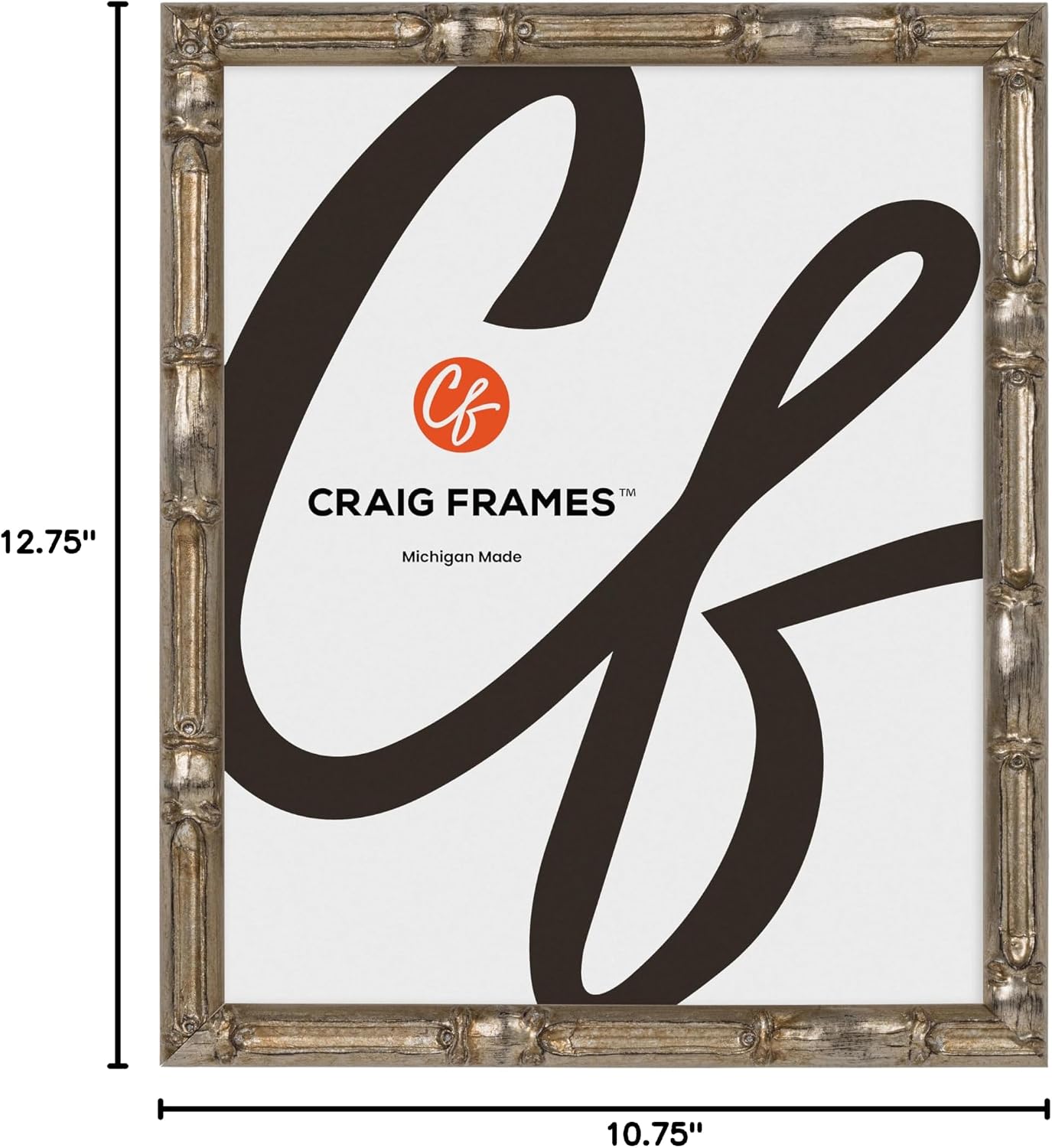 Craig Frames Vintage Silver Bamboo Composite Picture Frame, 10 x 12 Inch