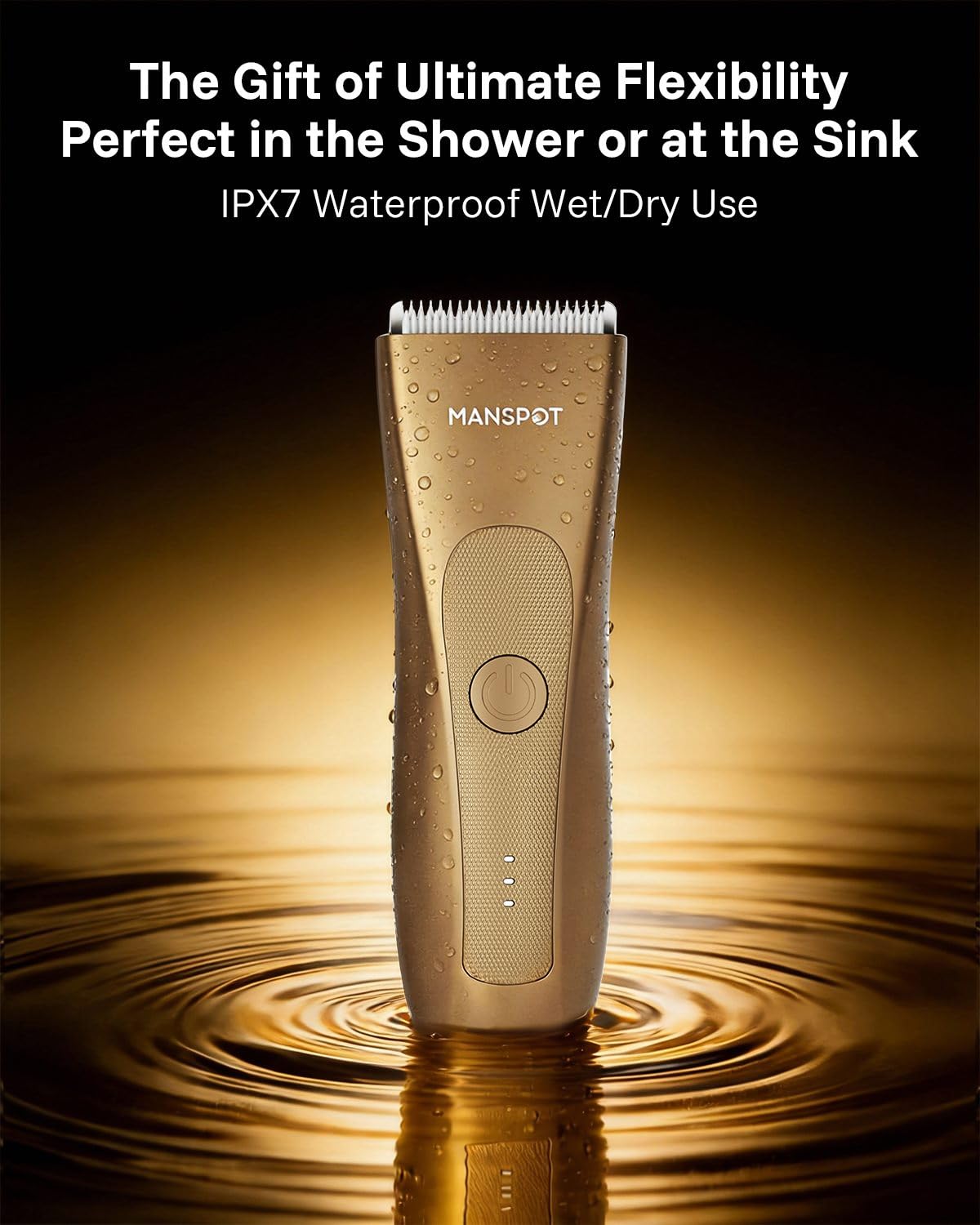 MANSPOT Electric Groin Hair Trimmer Hair Finishing Trimmers, Men's Shaving & Grooming Sets Kit with 4 Guards and Replaceable Ceramic Blade Heads,Waterproof Wet/Dry Trimmer,90 Minutes Shaving Tools: Gold