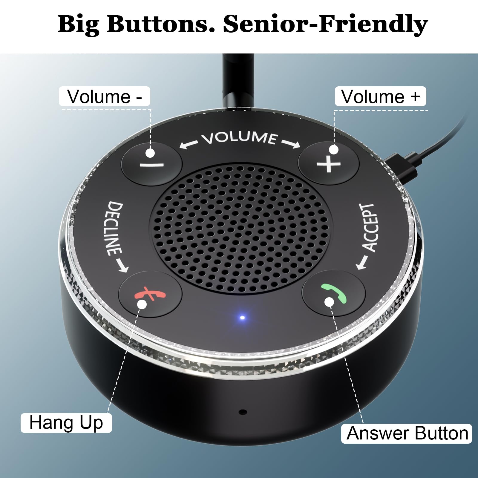 PebblePulse Amplificatore per altoparlante del telefono, suoneria esterna per telefono cellulare con suoneria forte e allarme flash LED, rispondere direttamente alle chiamate, ideale per uso domestico