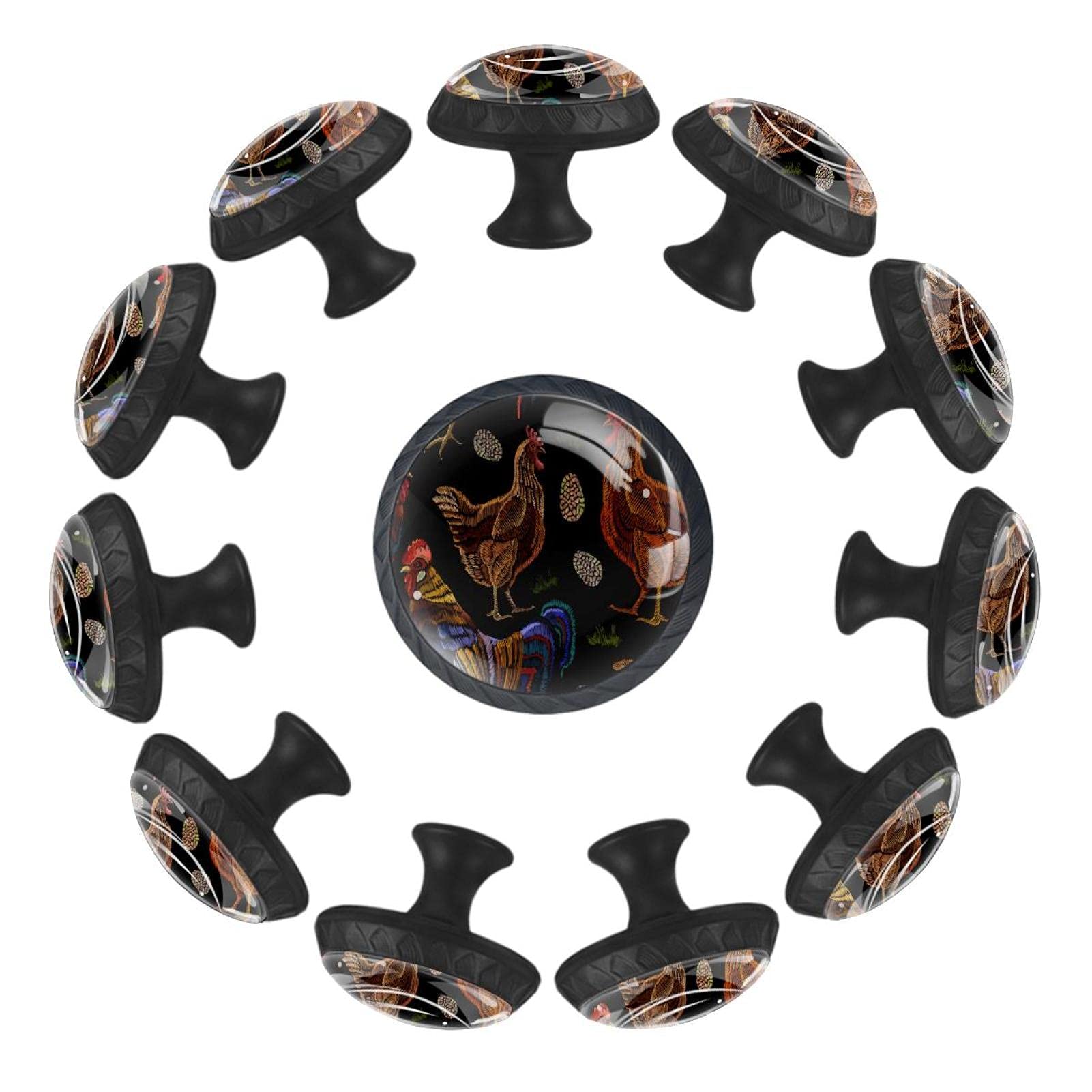 Boutons de meuble coq et œuf lot de 12 pour relooker facilement la salle de jeux