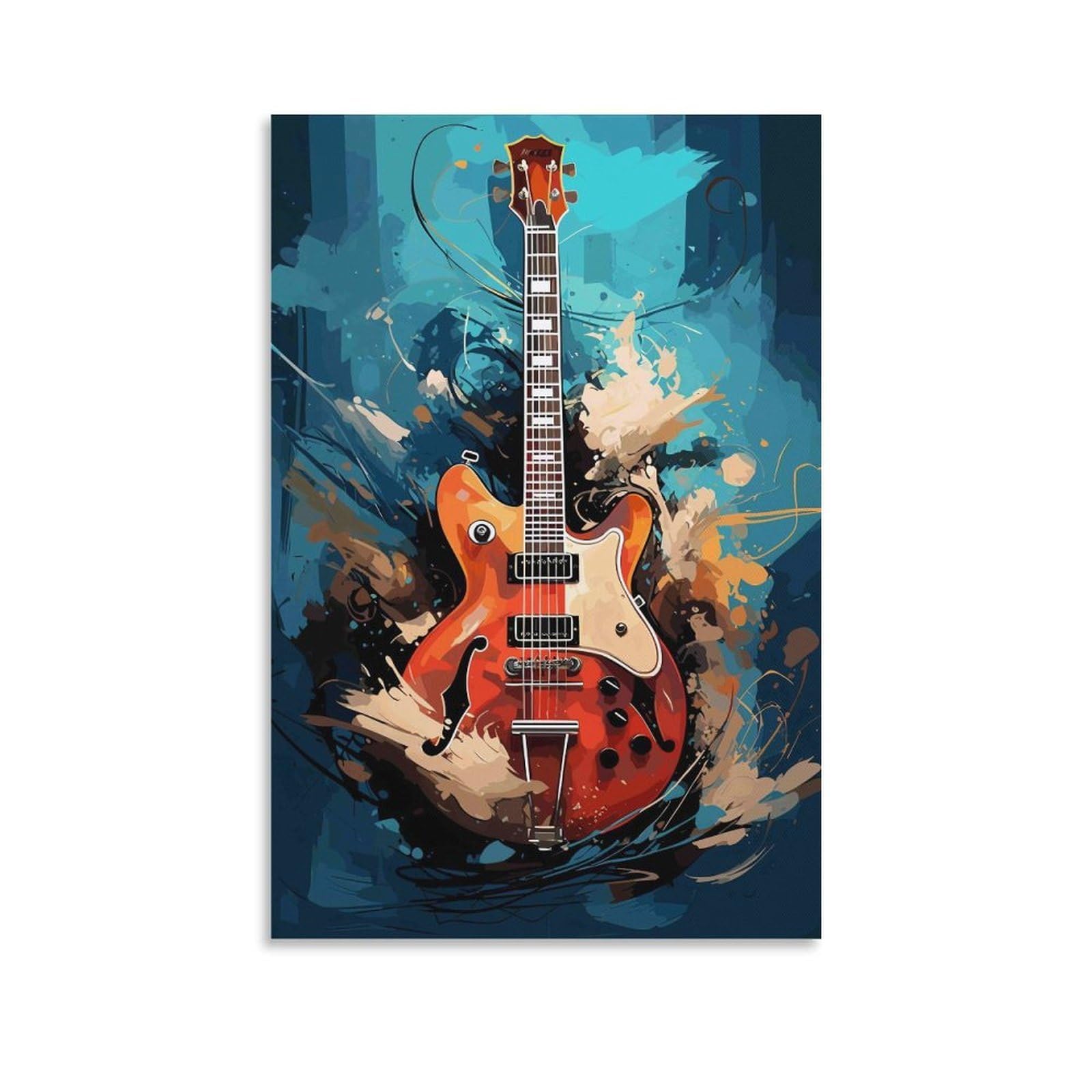 DHBANEIOK Electric Guitar Art Poster Artwork Canvas Prints Picture Modern Wall Art Picture Wall Hanging for Bathroom Wall Decor 20x30inch(50x75cm)