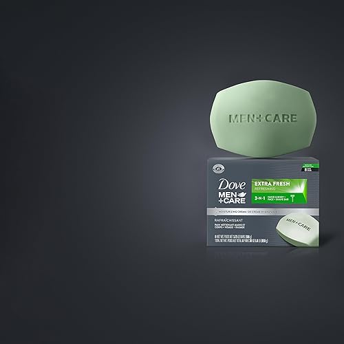 Miniatura 6 de DOVE MEN + CARE Limpiador de barra 3 en 1 para cuerpo, cara y afeitado, limpiador corporal y facial extra fresco, más hidratante que el jabón en
