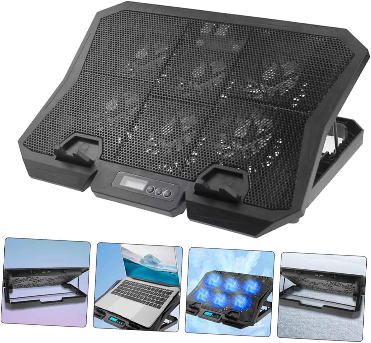 ABOOFAN Laptop Cooling Pad 15.6 Inch Silent Cooling Stand with Adjustable Speed Fans for Gaming and Office Use Blue LED Laptop Cooler Stand