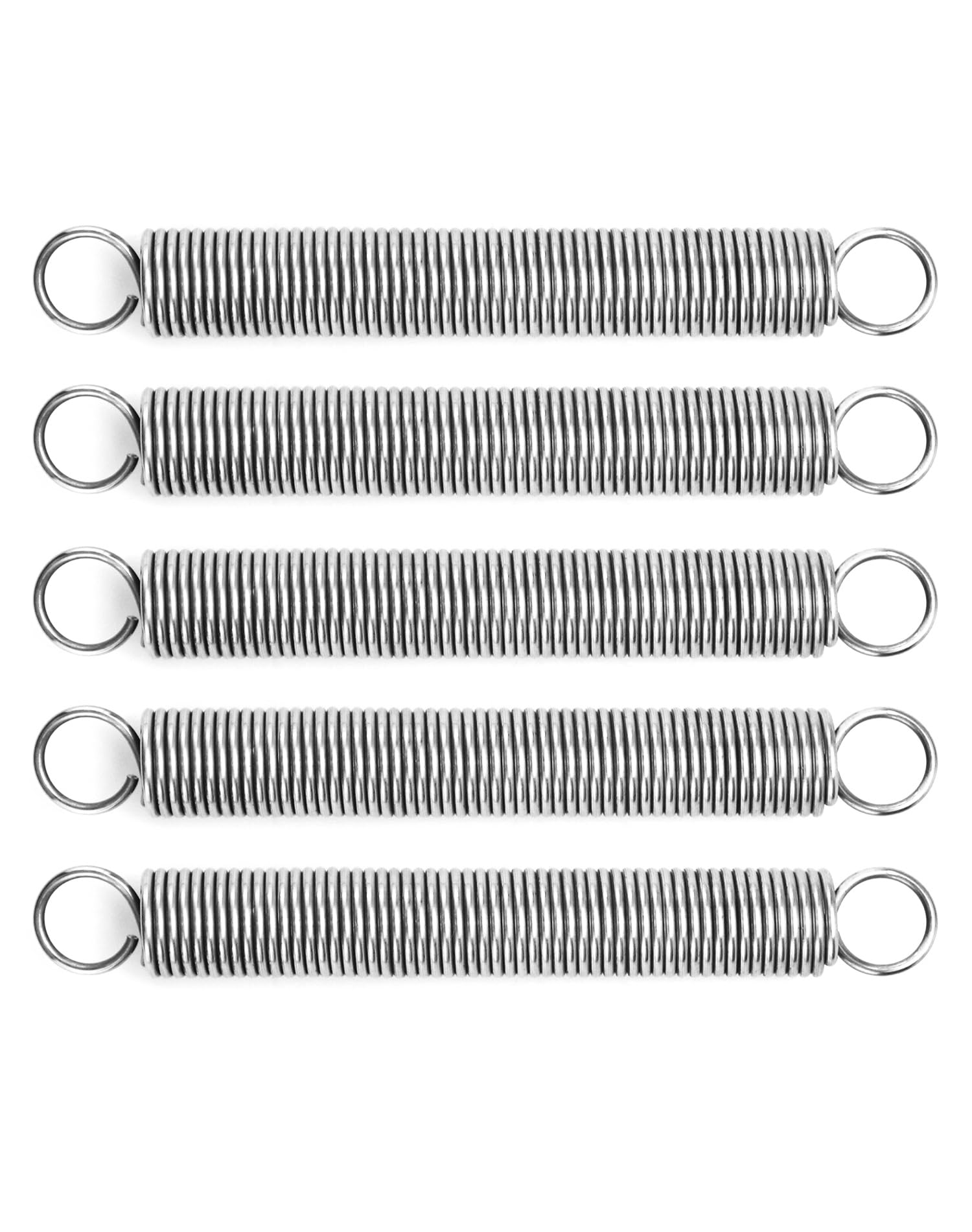 QWORK Stainless Steel Extension Springs 6" Length 5 Pcs, 2mm Wire Small Dual Hook Tension Spring– Strong Tension for Tools, Gates & Machines
