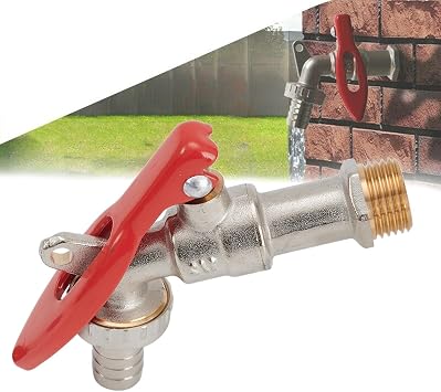 Lockable Garden Tap Ball Valve 1/2 Inch and 3/4 Inch Outlet, Heavy-Duty Copper for Core Water Stopcock for For Outdoor Irrigation, Secure Flow Control, For Install,