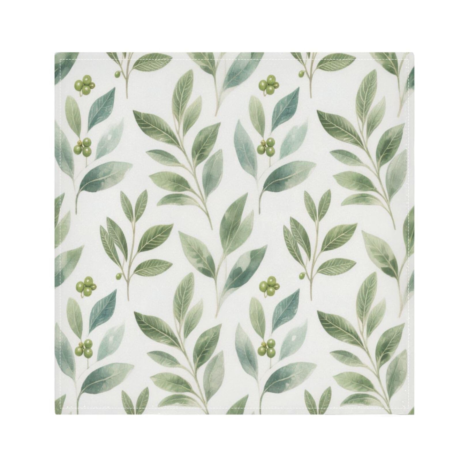 Ttgoth Green Leaves Cloth Napkin Set of 6 Washable & Reusable Dinner Napkins for Dining Table, Banquets, Wedding, Party, 50x50 cm