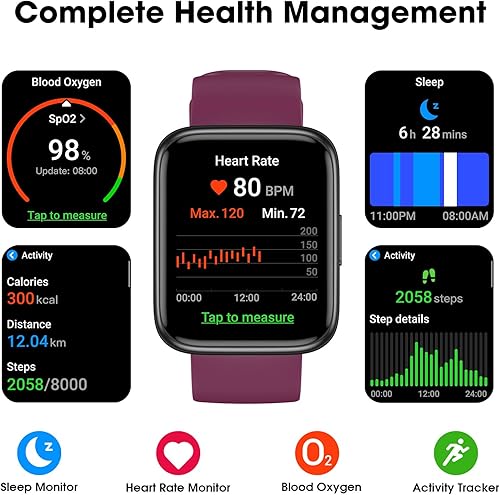 Vista 6 de EURANS Smart Watch No App/Phone Required, Long Battery Life Fitness Tracker Watch,HD Screen, Waterproof Activity Tracker with Step Counter for