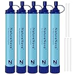 Personal Water Filter Straw Outdoor Portable Filtration Emergency Survival Gear Water Solutions Tactical Gear for Hiking Camping Accessories Travel Hunting Fishing Outing Backpacking (5 Pack)