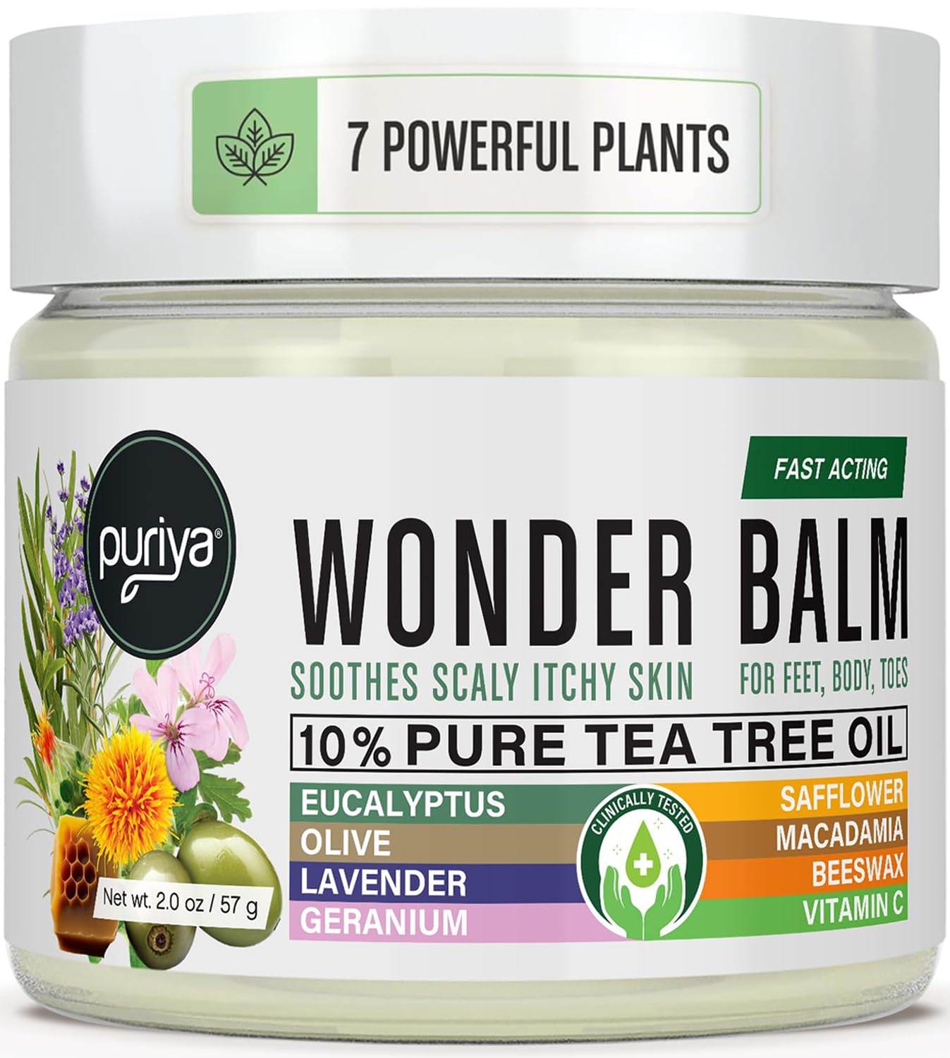 Tea Tree Oil Balm, Extra Strength, Pair Well with Jock Itch Cream, Spray, Athletes Foot, Ringworm Cream for Human, Rash Cream, Fast Acting for Dry, Itchy Skin, Plant Powered Wonder Balm