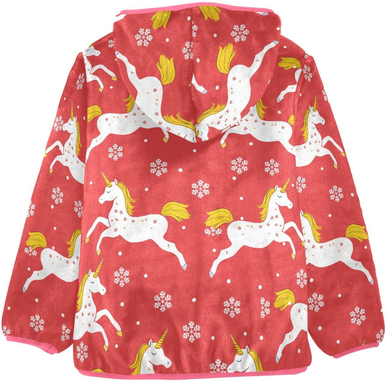 Girls Hoodie Outfit Unicorn Snowflake Pattern Zipper Sweatshirt Coat Fleece Jacket for Kids 3-10T