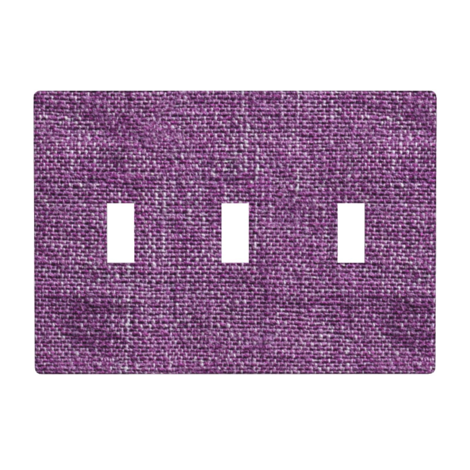 Flat Plain-Weave Fabric Texture Purple Light Switch Covers 3 Gang Triple Toggle Wall Plate Switchplate Electrical Faceplate for Bathroom Kitchen Bedroom Decor