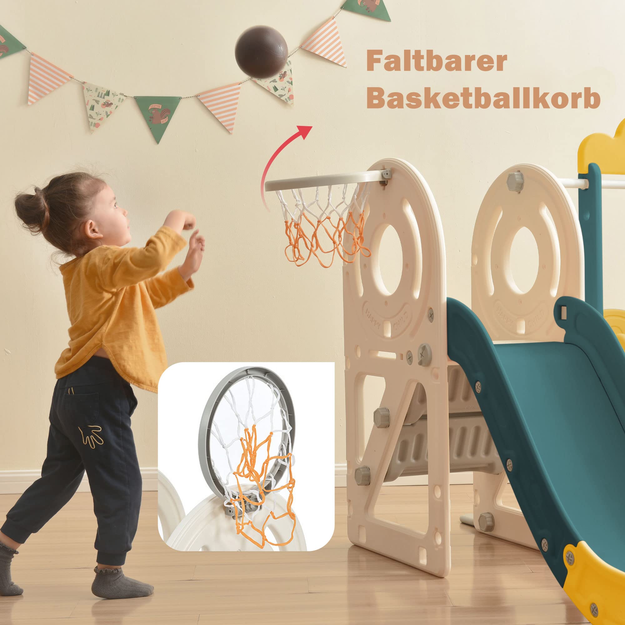 5-in-1 Spielset Für Kleinkinder - Rutsche, Schaukel, Basketball Mit Aufbewahrung