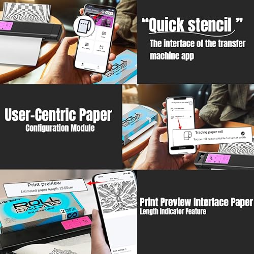 Miniatura 2 de OZER M08Pro - Impresora inalámbrica de plantillas de transferencia de tatuajes, máquina fotocopiadora térmica sin tinta, impresora compacta,