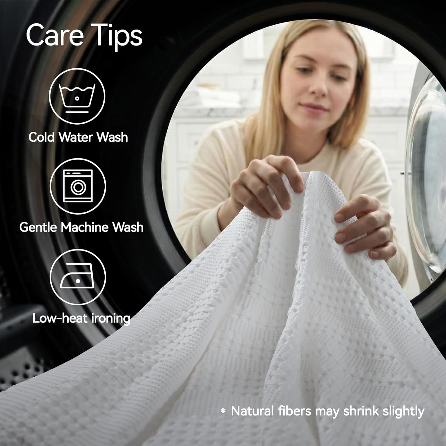 a moment 2 Pack Bamboo Fiber Pillow Covers - Waffle Weave, Ultra Soft & Breathable, Euro Shams Cotton Throw Pillow for Couch, Sofa, Bedroom Living Room 24x24 Inch White