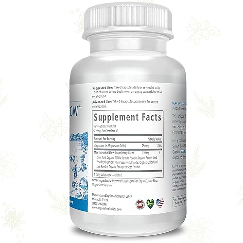 Miniatura 4 de Organic Health Labs Flujo intestinal máximo, limpieza natural de colon para apoyar la regulación intestinal, excelente desintoxicación de limpieza