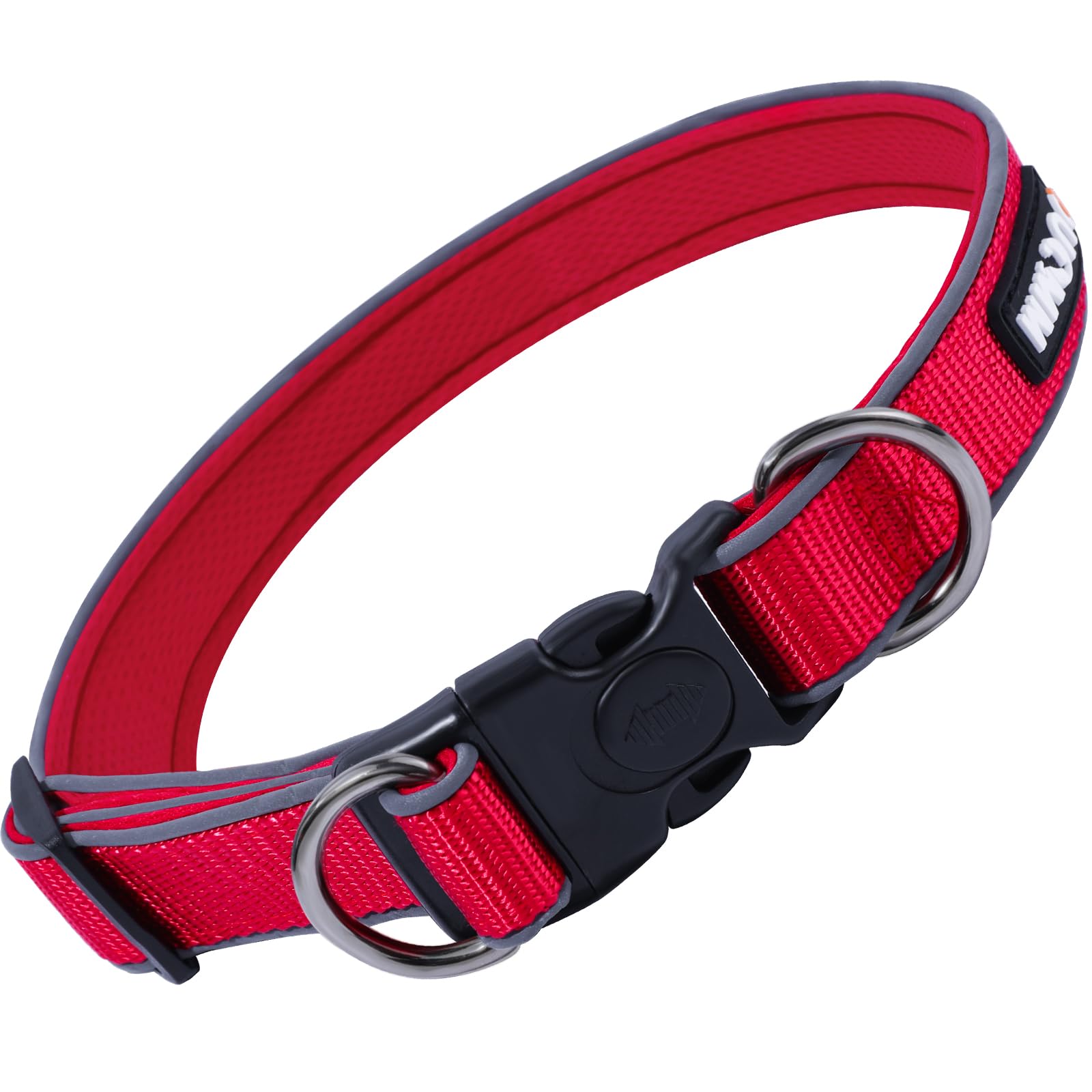 Dog Collar, Soft Padded Neoprene Nylon Dog Collar for Medium Dogs, Adjustable and Reflective for Training