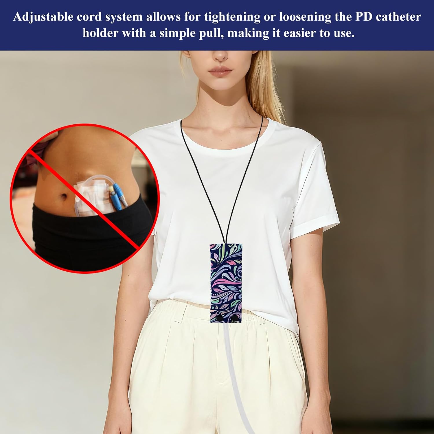 Peritoneal Dialysis Catheter Holder Complete with Baxter,Adjustable PD Catheter Lanyard,Transfer Set Catheter Shower Cover,Essential Peritoneal Dialysis Accessories for Men & Women(Artistic Doodle)