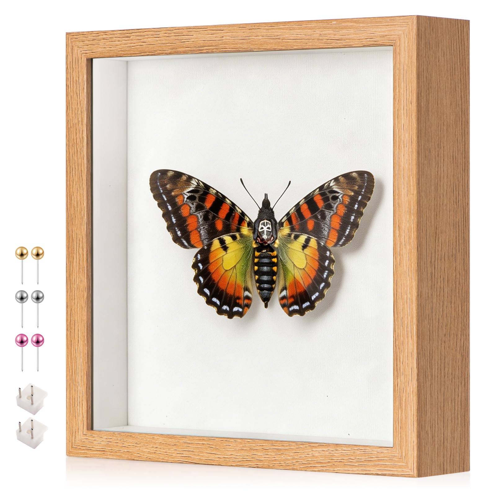 MGLIFEUL 8x8 Inch Shadow Box Frame with Real Glass Panel & Soft Linen Back