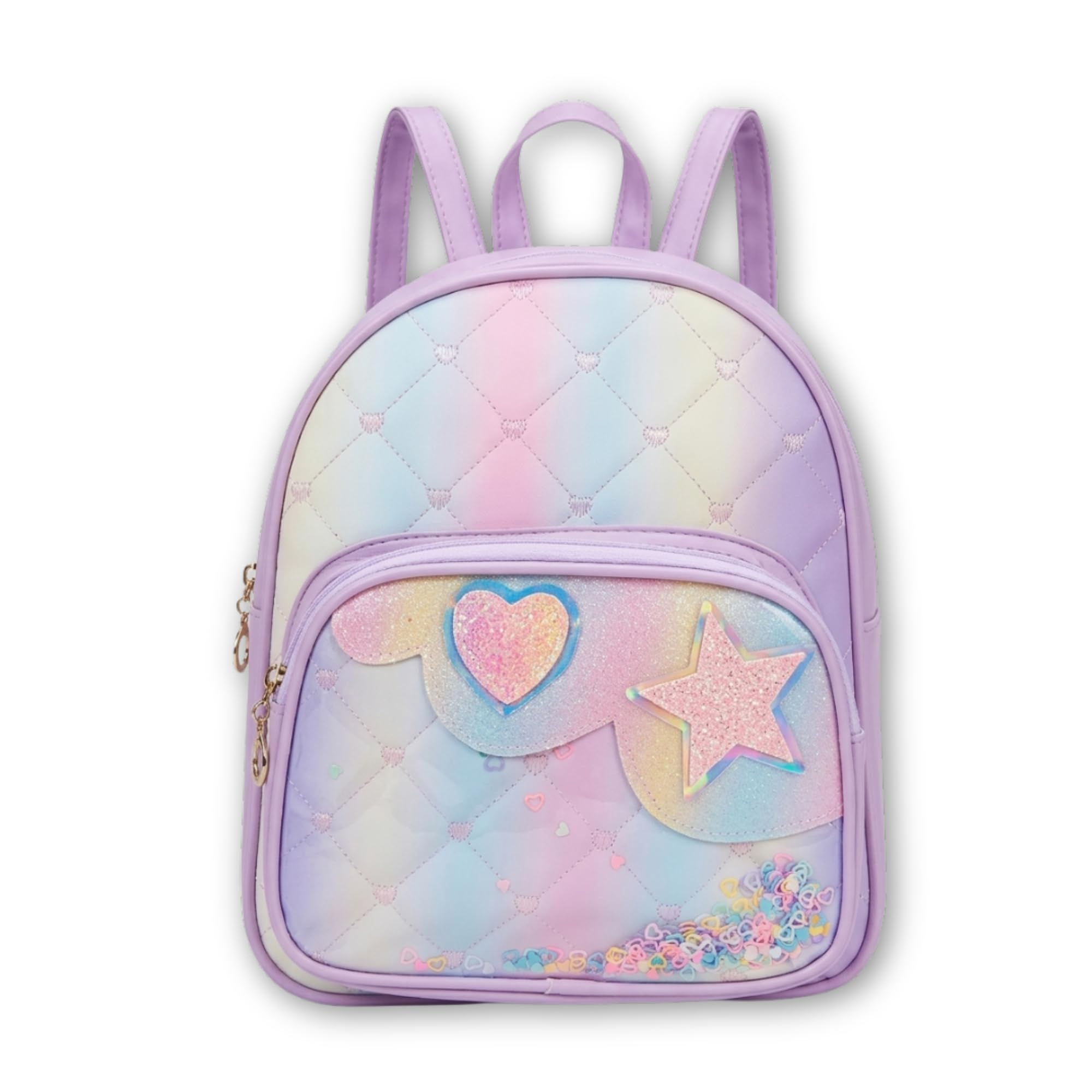 Cute Girls Mini Backpack with Sequin Heart & Star Design | Lightweight School Bag for Kids | Stylish Small Backpack for Girls-picture-43