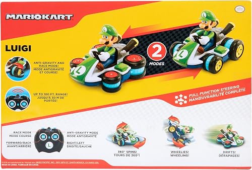 Nintendo - Licence Officielle - Mario Kart 8 - Mini Voiture RC Luigi Anti-Gravité 2.4GHz - Rotations 360°, Virages, Dérapages - Portée 30 m - Voiture Télécommandée Enfant 4+ - Univers Gaming - 3
