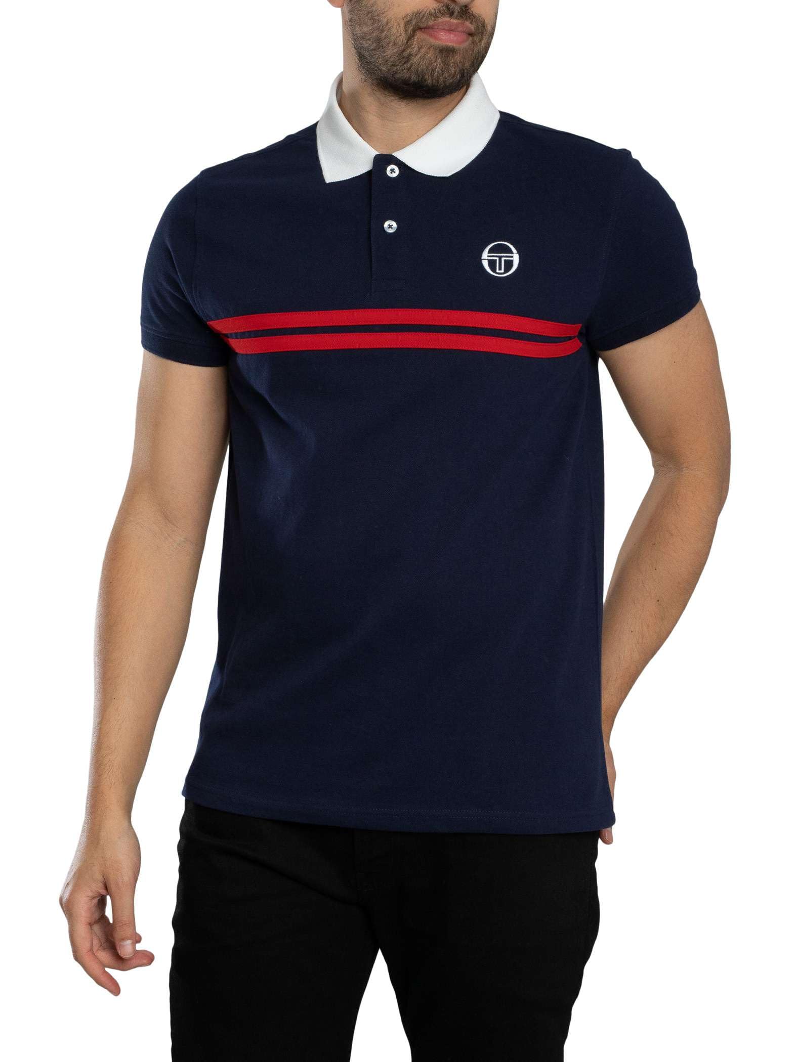 Sergio Tacchini Men's Blue Supermac Polo Shirt, Maritime /Adrenaline Rush, Xxl