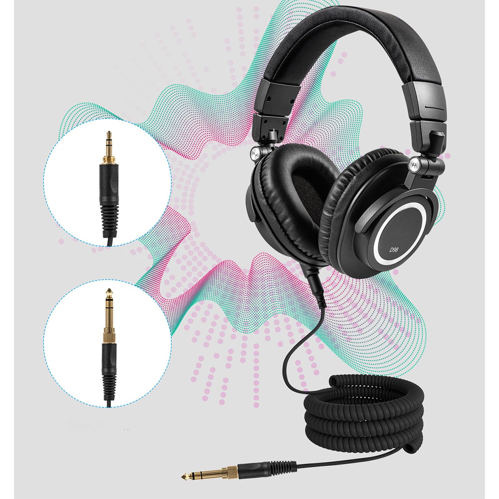 Auriculares de diadema para DJ de estudio, estéreo, profesionales, plegables, rotación de 90°, auriculares de estudio, sin micrófono