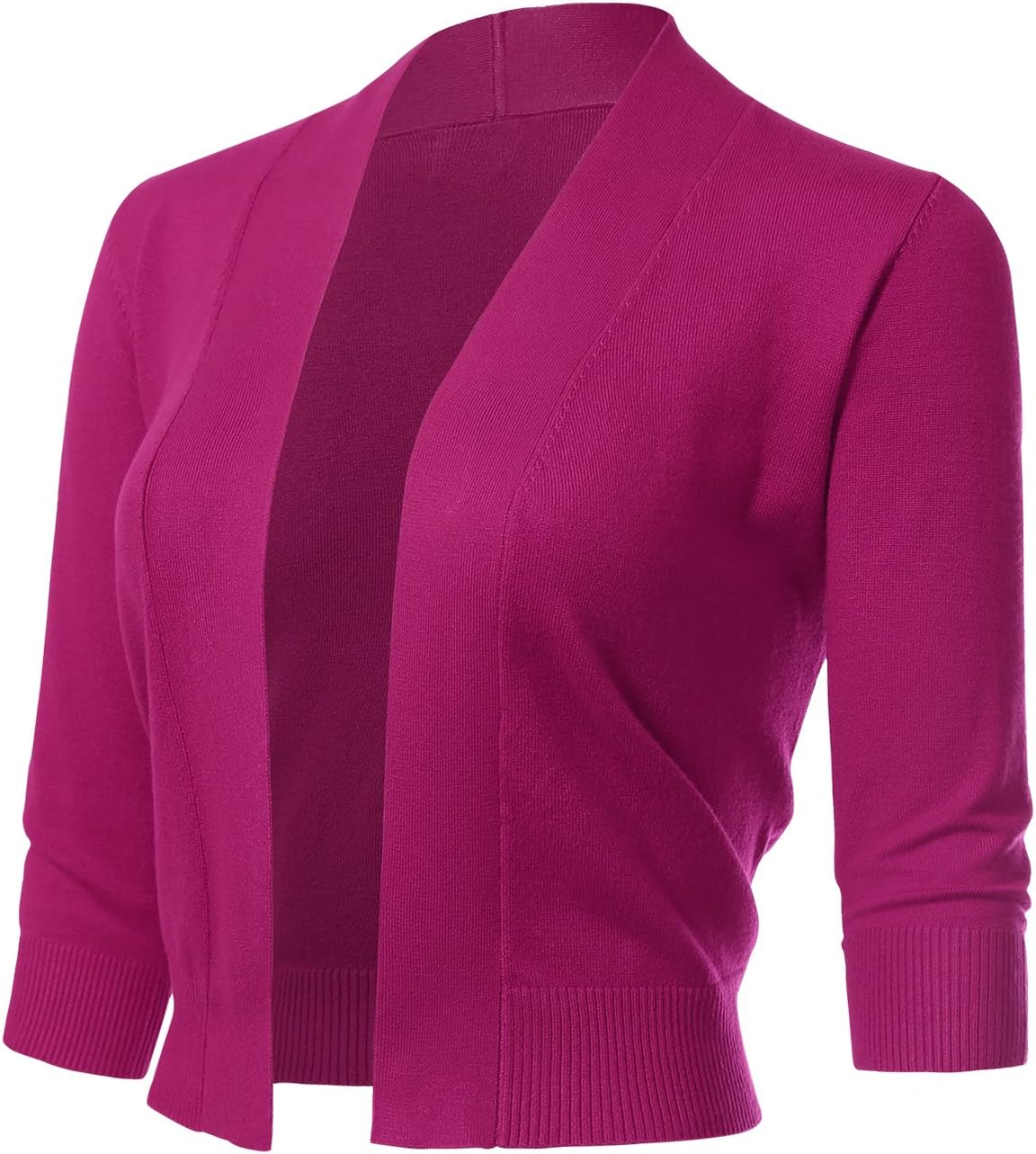 Allsense Women's 3/4 Sleeve Cropped Bolero Shrug Cardigan
