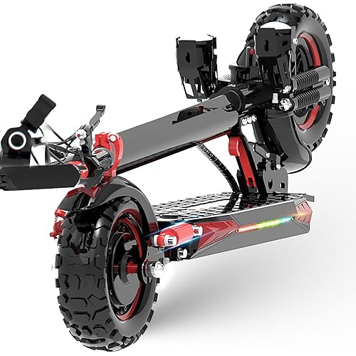 Electric Scooter Adults, 34 MPH w/ 40-Mile Range, 48V 18/21AH, 1200W/1600W Peak Motor, 11" Off Road Puncture Resistant Inflatable Tire, Folding E Scooter with Seat, Double Suspension& Braking Systems