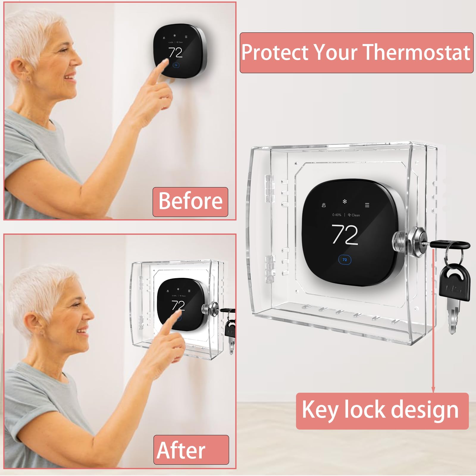 Universal AC Thermostat Lock Box With Key For Nest Curacao