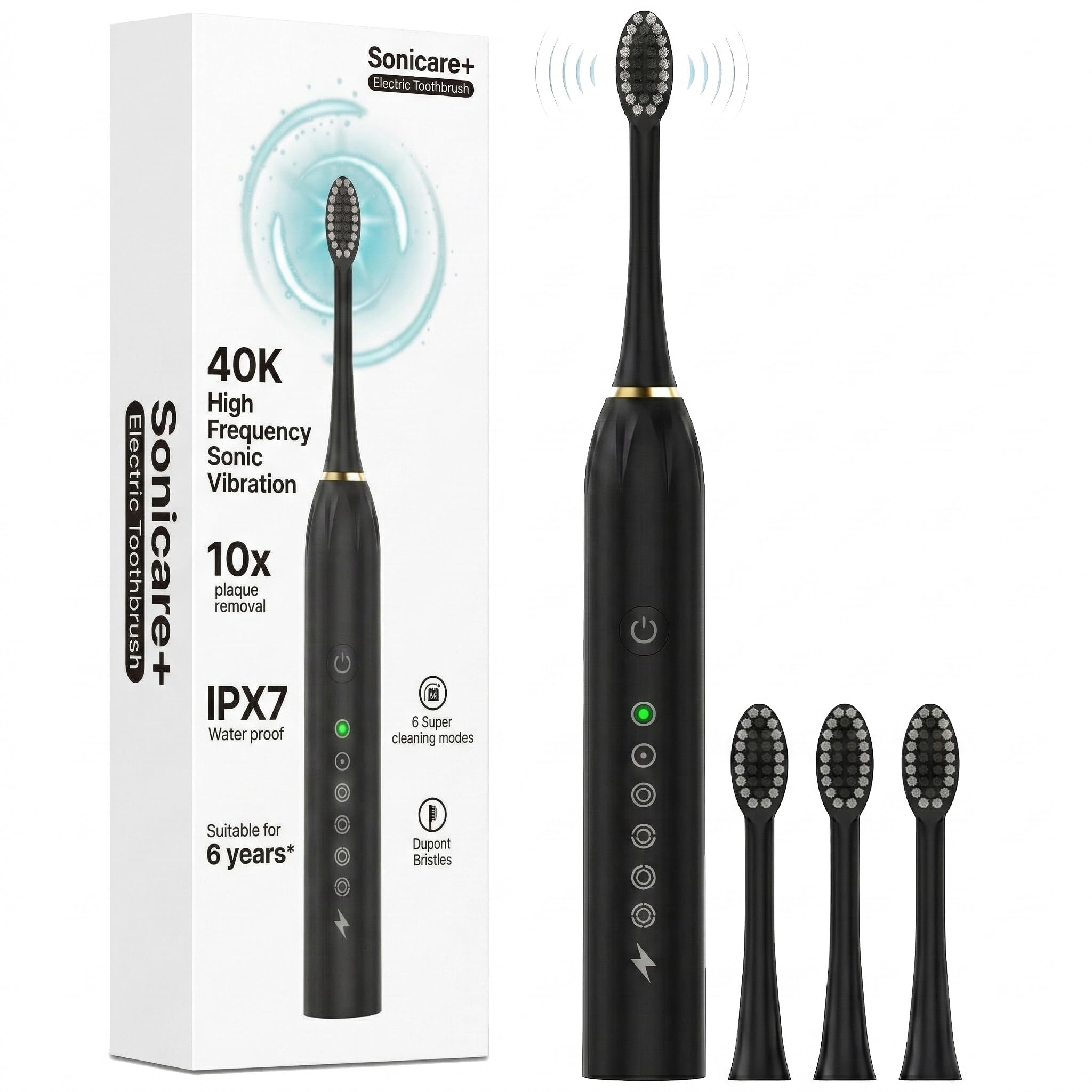 Sonicare Electric Toothbrush | IPX7 Waterproof | Powerful Rechargeable with Replaceable Heads | 6 Cleaning Modes | Advanced Gum Care & Plaque Removal | Best Electrical Tooth Brush-image-40
