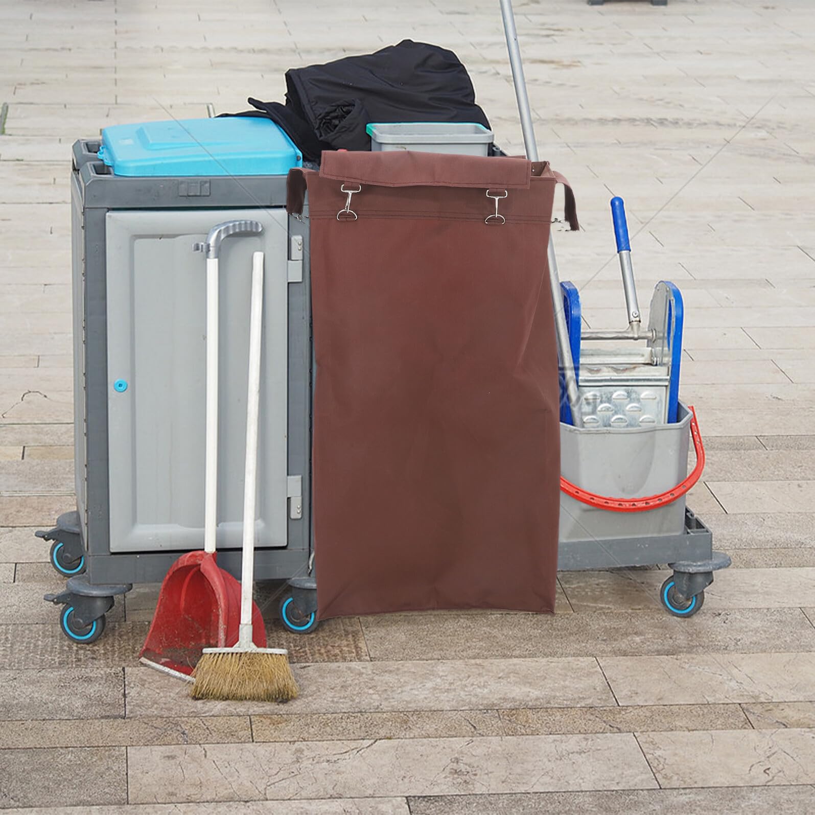 Borsa Riutilizzabile e Portatile per Carrello delle Pulizie Oxford Grande Capacità 70l per Carrelli di Pulizia Domestica e Supermercati