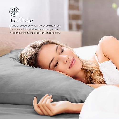 Miniatura 3 de TAFTS-Sábanas de bambú tamaño Queen - Juego de sábanas de viscosa de bambú 100% puro - Sábanas de bambú 400TC - 4 piezas - 17 pulgadas Deep Pocket -