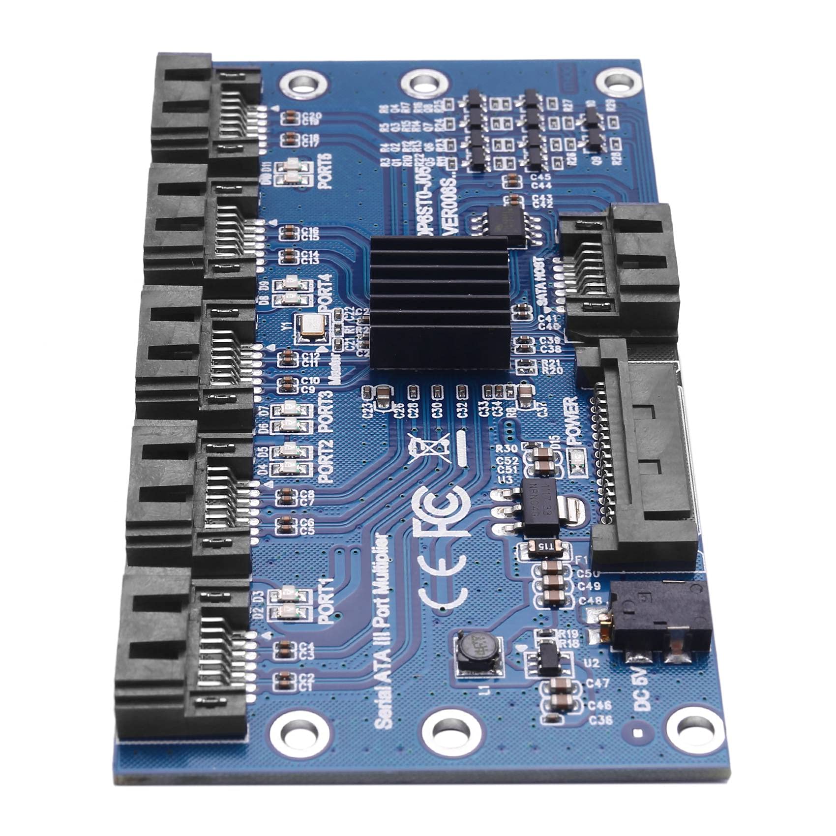 Tarjeta Controlador Tarjeta Madre Tarjeta De ExpansiÓN 1 A 5 Puertos Sata3.0 6 Gbps Multiplicador Adaptador De Tarjeta Vertical De Puerto para Computadora
