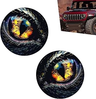 2 PCS Yellow Beast Eyes 3D Stereo Headlight Decals for Vehicle Body Customization