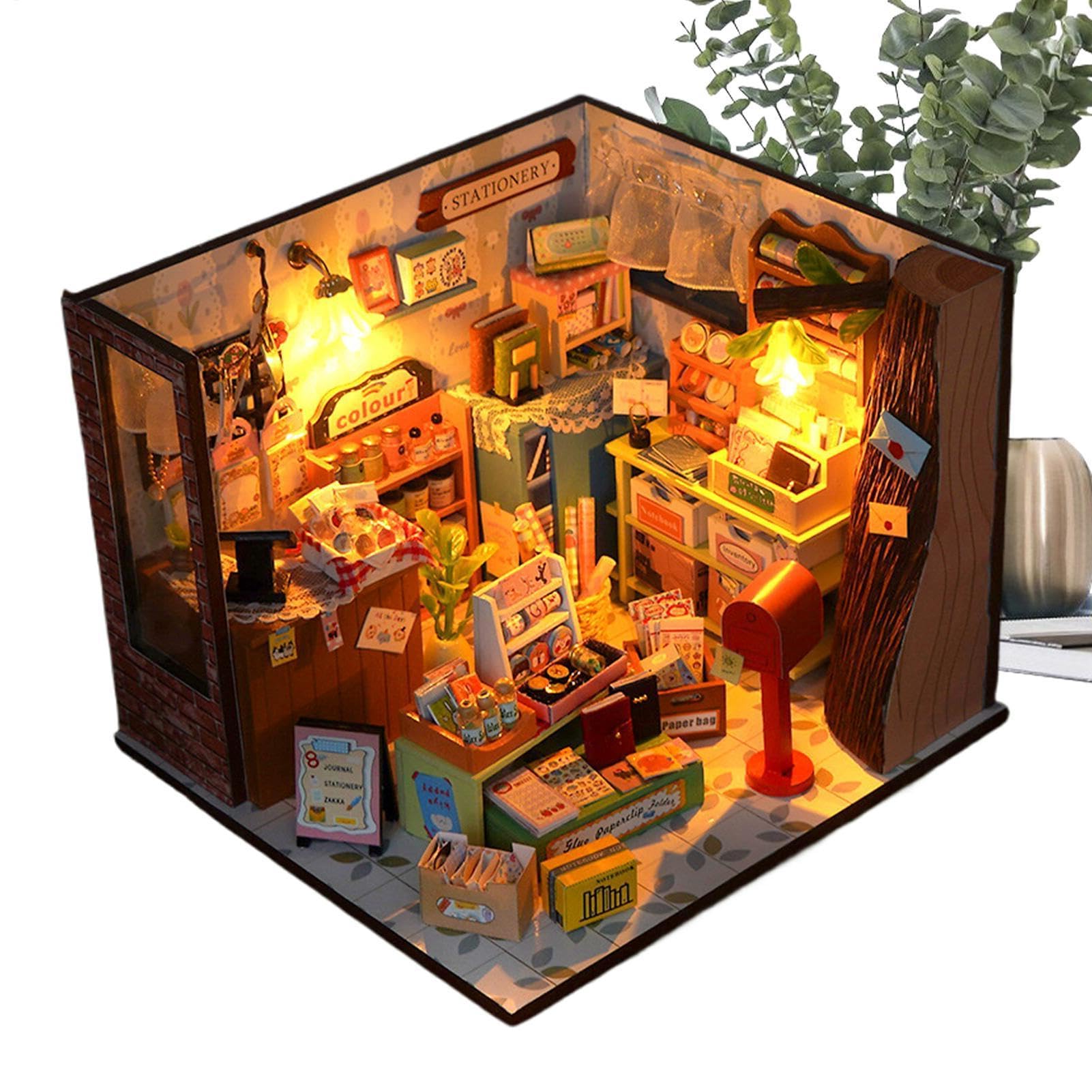 Kit fai da te per una casa in miniatura Giocattolo Di Costruzione Modellino | Mini Kit Casa Per la decorazione di scrivania, dormitorio, appartamento, libreria, soggiorno e abitazione.