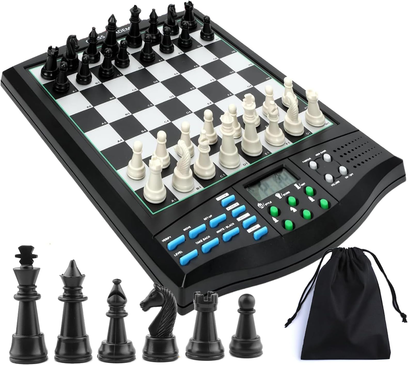 Electronic Chess Set, Computer Chess Board, AI Chess Computer with LCD display, English Voice Tutor & Magnetic Board, for Single or Two-Player Matches