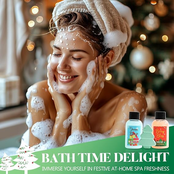 2026 Advent Calendar Christmas Gifts For Women, 24pc Spa Sets For Her, Hand &Foot Cream, Bubble Bath,Shower Gel, Body Lotion, Soap, Christmas Tree Bath Bomb, Christmas Countdown Calendar (Green)