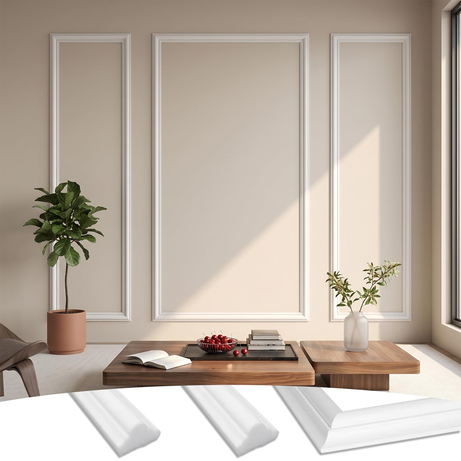 Clickovia 3 Sets Wall Panelling Kits(20+40inch),18Pcs Peel and Stick Wall Panels Include Glue Backing, Pre-Cut Waiainscoting Panels, Peel and Stick Wall Moulding Panels for Interior Home Decoration