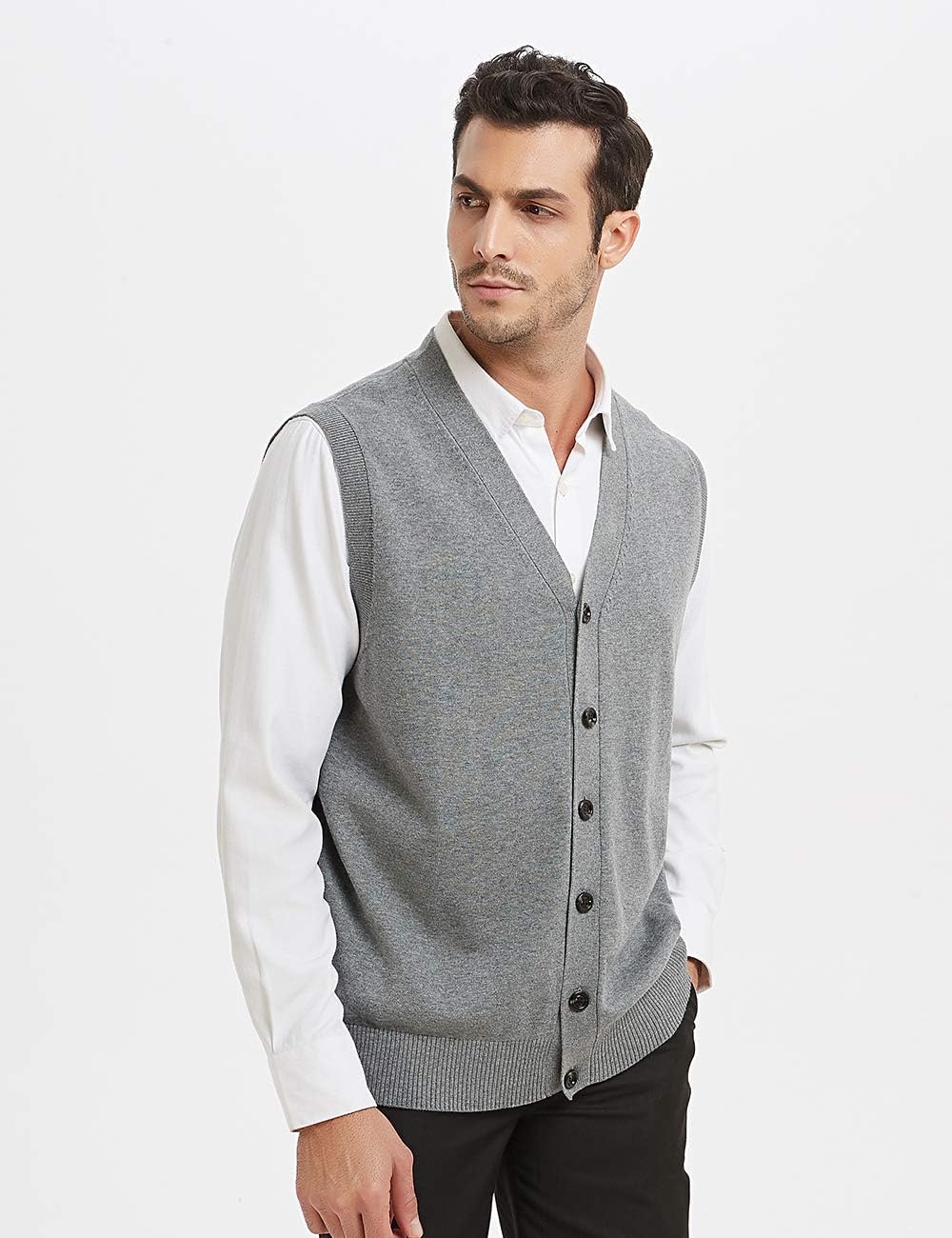 TopTie Mens Sweater Vest Solid Knitted Lightweight Thermal Cardigan - Image 4